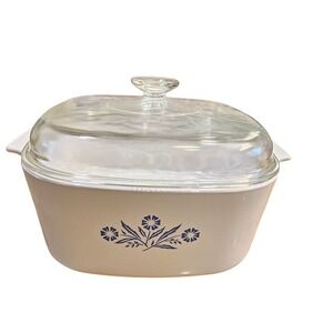 Vintage Corning Ware Blue Cornflower Casserole Dish with Glass Lid 5L 12 Inch